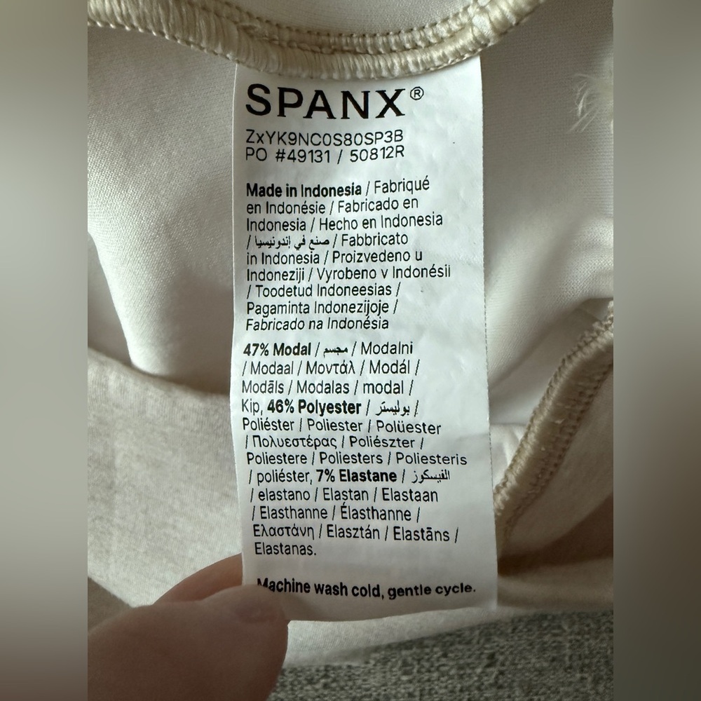 SPANX Cream Wrap-Front Long Sleeve Crop Top - Picture 8 of 10
